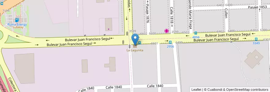 Mapa de ubicacion de La Lagunita en アルゼンチン, サンタフェ州, Departamento Rosario, Municipio De Rosario, ロサリオ.