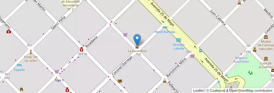 Mapa de ubicacion de La lavandina en Arjantin, Buenos Aires, Partido De Coronel Pringles, Coronel Pringles.