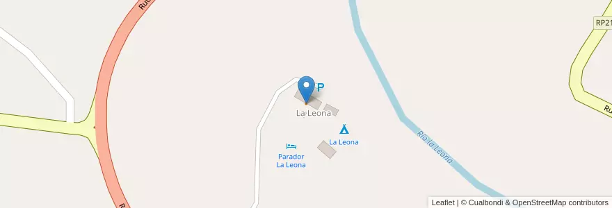 Mapa de ubicacion de La Leona en Argentina, Wilayah Santa Cruz, Chile, Lago Argentino.