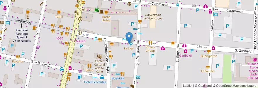 Mapa de ubicacion de La Liga en Argentine, Chili, Mendoza, Departamento Capital, Ciudad De Mendoza, Sección 3ª Parque O'Higgins.