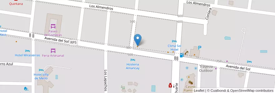 Mapa de ubicacion de La Lomiteria en Аргентина, Сан-Луис, Junín, Municipio De Merlo, Villa De Merlo.