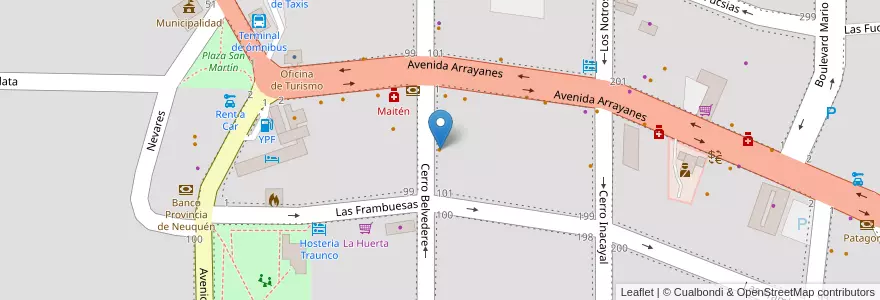 Mapa de ubicacion de La Luna Encantada en 아르헨티나, 칠레, 네우켄주, Departamento Los Lagos, Villa La Angostura, Villa La Angostura.