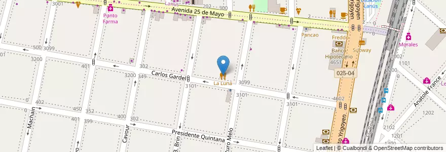 Mapa de ubicacion de La Luna en Arjantin, Buenos Aires, Partido De Lanús, Lanús Oeste.