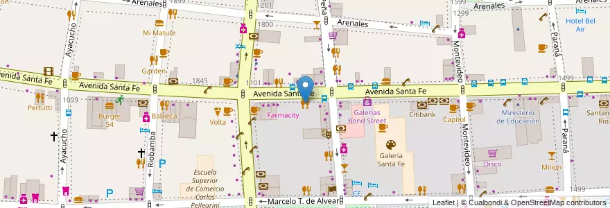 Mapa de ubicacion de La Madeleine, Recoleta en Argentine, Ciudad Autónoma De Buenos Aires, Comuna 2, Buenos Aires.