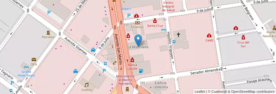 Mapa de ubicacion de La Madrileña en الأرجنتين, محافظة سانتا كروز, تشيلي, Mercado De La Ciudad, Deseado, Caleta Olivia.
