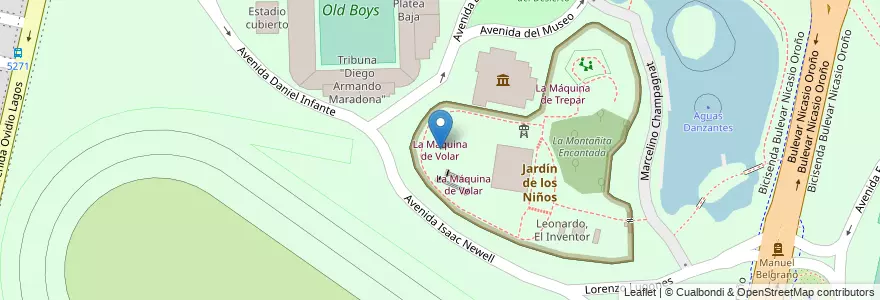 Mapa de ubicacion de La Máquina de Volar en Arjantin, Santa Fe, Departamento Rosario, Municipio De Rosario, Rosario.