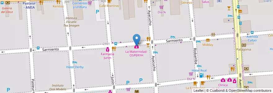 Mapa de ubicacion de La Maternidad- OSPERYH, Balvanera en Argentinien, Ciudad Autónoma De Buenos Aires, Comuna 3, Buenos Aires.