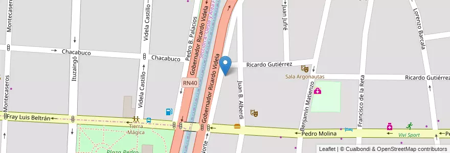 Mapa de ubicacion de La Media Luna en Arjantin, Mendoza, Şili, Departamento Guaymallén, Departamento Capital, Ciudad De Mendoza, Distrito Pedro Molina.