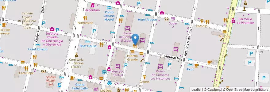 Mapa de ubicacion de La Mendocina en Arjantin, Şili, Mendoza, Departamento Capital, Ciudad De Mendoza.