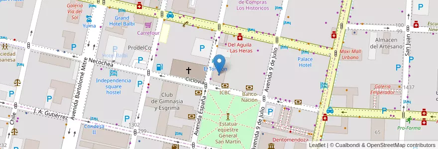 Mapa de ubicacion de La Mercantil Andina en Argentina, Chile, Mendoza, Departamento Capital, Ciudad De Mendoza.