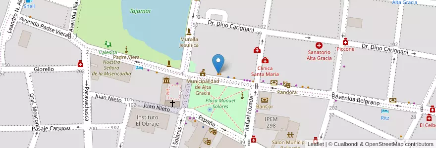 Mapa de ubicacion de La Merced en Аргентина, Кордова, Departamento Santa María, Pedanía Alta Gracia, Municipio De Alta Gracia, Alta Gracia.