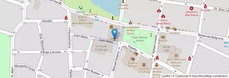 Mapa de ubicacion de La Merced en 阿根廷, Córdoba, Departamento Santa María, Pedanía Alta Gracia, Municipio De Alta Gracia, Alta Gracia.