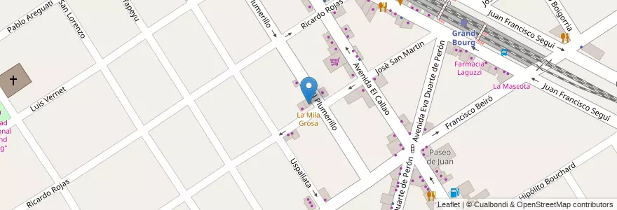 Mapa de ubicacion de La Mila Grosa en Argentina, Buenos Aires, Partido De Malvinas Argentinas, Grand Bourg.