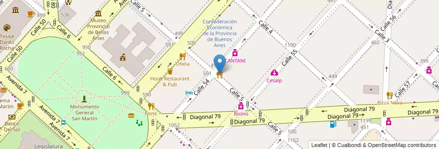 Mapa de ubicacion de La Modelo, Casco Urbano en Argentinië, Buenos Aires, Partido De La Plata, La Plata.