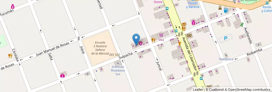 Mapa de ubicacion de La Moderna en Argentina, Buenos Aires, Partido De Merlo, Merlo.