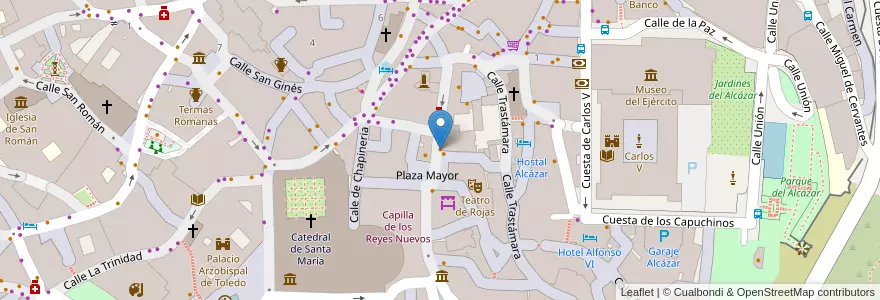 Mapa de ubicacion de La Mona Bar en スペイン, カスティーリャ＝ラ・マンチャ州, Toledo, Toledo, Toledo.