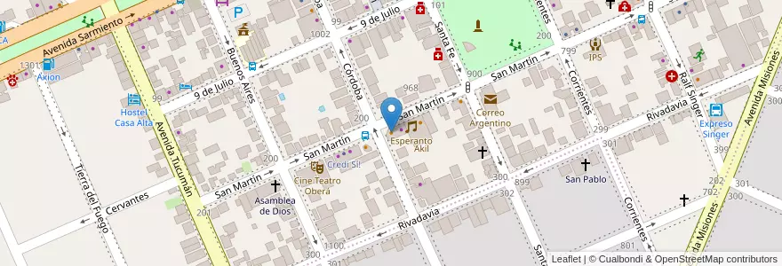 Mapa de ubicacion de La MonaPizza en Argentinië, Misiones, Departamento Oberá.