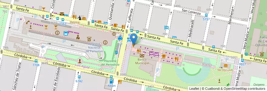 Mapa de ubicacion de La Montevideana en آرژانتین, سانتافه, Departamento Rosario, Municipio De Rosario, تسبیح.