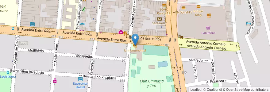 Mapa de ubicacion de la monumental en 아르헨티나, Salta, Capital, Municipio De Salta, Salta.