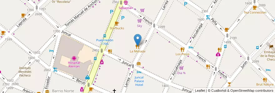 Mapa de ubicacion de La Morada, Recoleta en アルゼンチン, Ciudad Autónoma De Buenos Aires, Comuna 2, ブエノスアイレス.