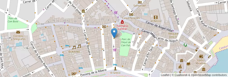 Mapa de ubicacion de La Morocha Bar & Art en スペイン, カタルーニャ州, Barcelona, Garraf, Sitges.