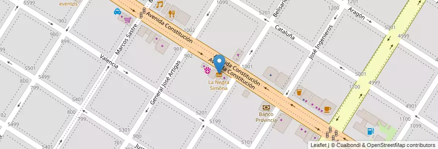 Mapa de ubicacion de La Negra Simona en Arjantin, Buenos Aires, Partido De General Pueyrredón, Mar Del Plata.