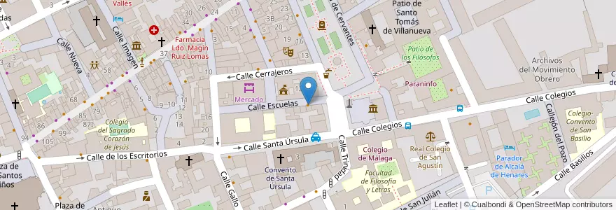 Mapa de ubicacion de La Oveja Negra en Spanien, Autonome Gemeinschaft Madrid, Autonome Gemeinschaft Madrid, Área Metropolitana De Madrid Y Corredor Del Henares, Alcalá De Henares.