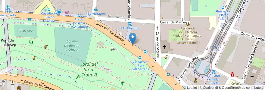 Mapa de ubicacion de La paella valenciana en Spanien, Valencianische Gemeinschaft, Valencia, Comarca De València, Valencia.