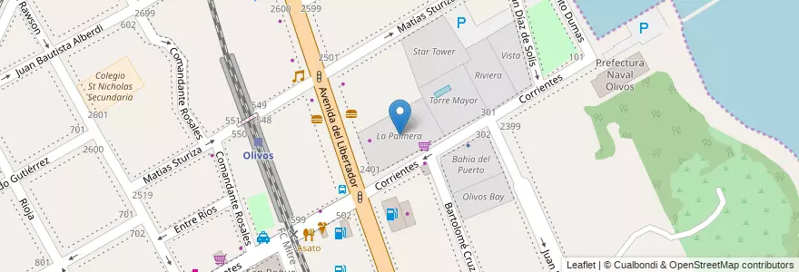 Mapa de ubicacion de La Palmera en Argentina, Buenos Aires, Partido De Vicente López, Vicente López.
