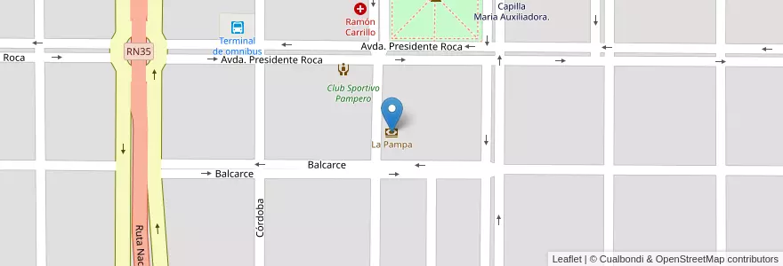 Mapa de ubicacion de La Pampa en Argentine, La Pampa, Municipio De Ataliva Roca, Departamento Utracán, Ataliva Roca.