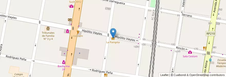 Mapa de ubicacion de La Pampita en Argentina, Buenos Aires, Partido De Lomas De Zamora, Banfield.