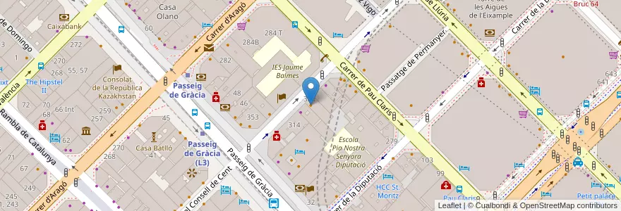 Mapa de ubicacion de La Paradeta Passeig de Gràcia en スペイン, カタルーニャ州, Barcelona, バルサルネス, Barcelona.