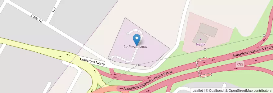 Mapa de ubicacion de La Parmesana en Argentine, Province De Buenos Aires, Partido De Mercedes.