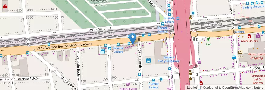 Mapa de ubicacion de La Parrillita en Argentina, Buenos Aires, Partido De Tres De Febrero, Ciudadela.