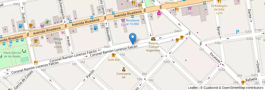 Mapa de ubicacion de La Patagonia Rebelde (Paseo del Cine), Villa Luro en 阿根廷, Ciudad Autónoma De Buenos Aires, Comuna 9, 布宜诺斯艾利斯, Comuna 10.