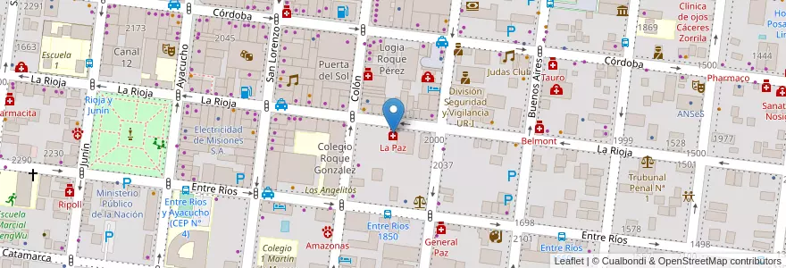 Mapa de ubicacion de La Paz en アルゼンチン, ミシオネス州, Departamento Capital, Municipio De Posadas, Posadas.