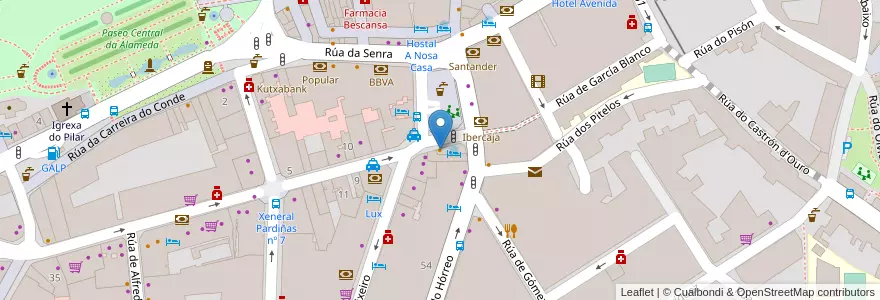 Mapa de ubicacion de La Pepita en İspanya, Galicia / Galiza, A Coruña, Santiago, Santiago De Compostela.