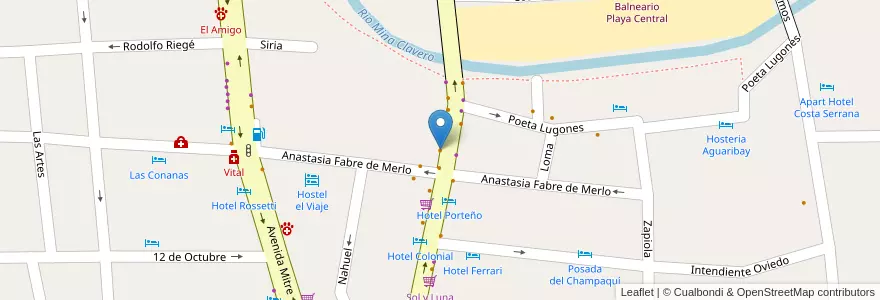 Mapa de ubicacion de La Perla en Аргентина, Кордова, Departamento San Alberto, Pedanía Tránsito, Mina Clavero, Municipio De Mina Clavero.