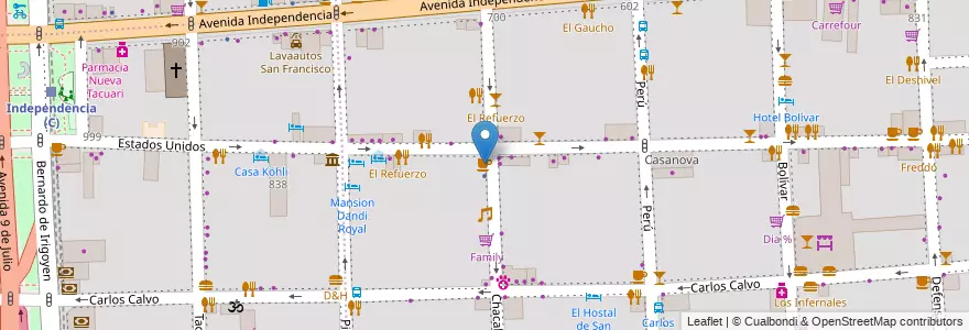 Mapa de ubicacion de La Peruana, San Telmo en 阿根廷, Ciudad Autónoma De Buenos Aires, Comuna 1, 布宜诺斯艾利斯.