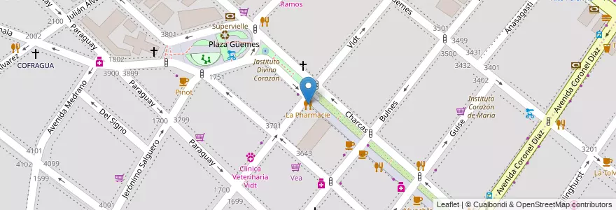 Mapa de ubicacion de La Pharmacie, Palermo en Argentinien, Ciudad Autónoma De Buenos Aires, Buenos Aires, Comuna 14.