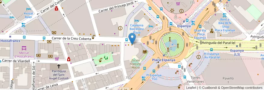 Mapa de ubicacion de La Piezetta en 스페인, Catalunya, Barcelona, Barcelonès, 바르셀로나.
