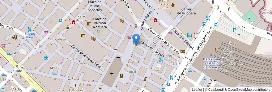 Mapa de ubicacion de La pizza del Born en إسبانيا, كتالونيا, برشلونة, بارسلونس, Barcelona.
