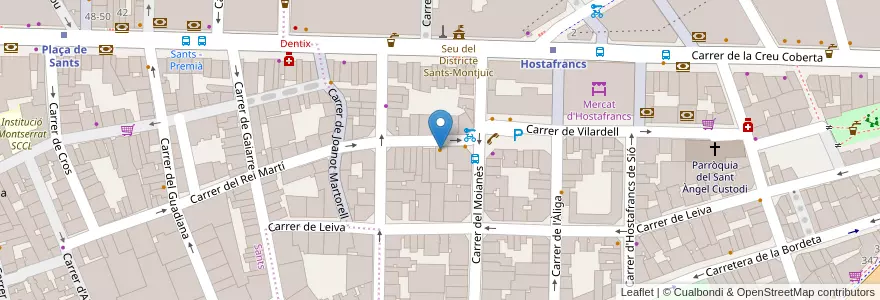 Mapa de ubicacion de La Pizza del Sortidor Hostafrancs en 西班牙, Catalunya, Barcelona, Barcelonès, Barcelona.