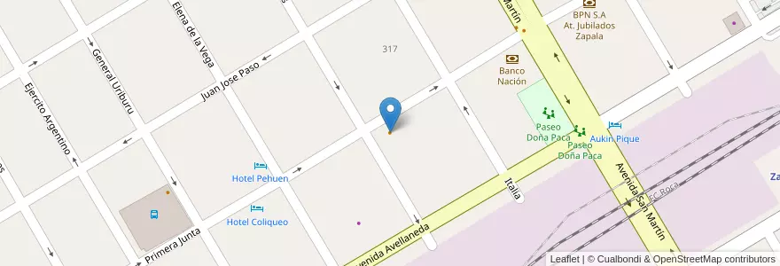 Mapa de ubicacion de La Pizzería en Argentina, Cile, Provincia Di Neuquén, Departamento Zapala, Zapala, Zapala.