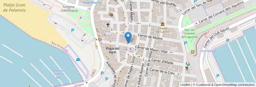 Mapa de ubicacion de La Plaça en Spanien, Katalonien, Girona, Niederampurien, Palamós.