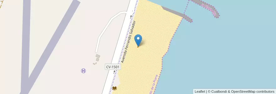 Mapa de ubicacion de La Playa Castellón beach loungue en İspanya, Comunitat Valenciana, Castelló / Castellón, La Plana Alta, Castelló De La Plana.