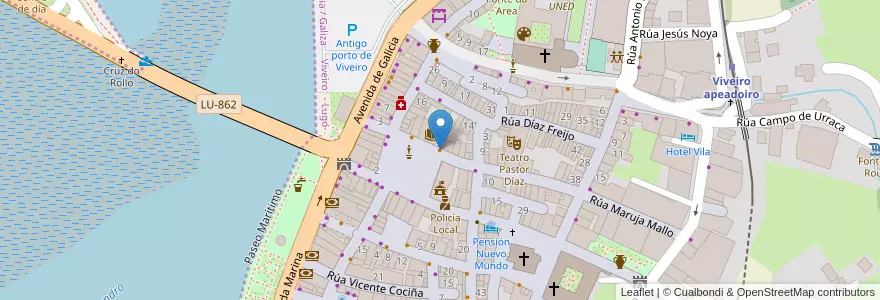 Mapa de ubicacion de La Plaza en Spanje, Galicië, Lugo, A Mariña Occidental, Viveiro.