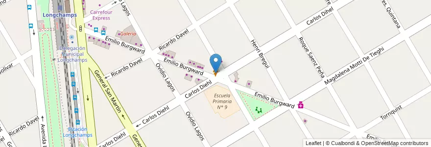 Mapa de ubicacion de La Plaza en アルゼンチン, ブエノスアイレス州, Partido De Almirante Brown, Longchamps.
