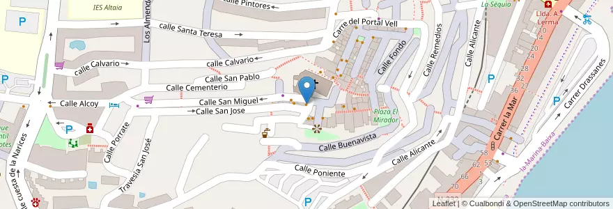 Mapa de ubicacion de La Plaza en 스페인, Comunitat Valenciana, Alacant / Alicante, La Marina Baixa, Altea.