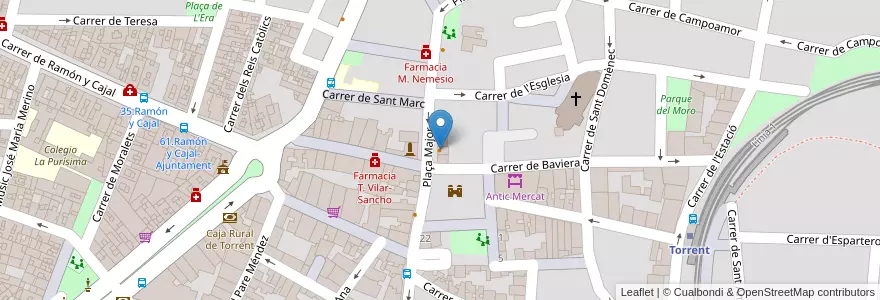 Mapa de ubicacion de La Plaza en إسبانيا, منطقة بلنسية, فالنسيا, L'Horta Oest, Torrent.
